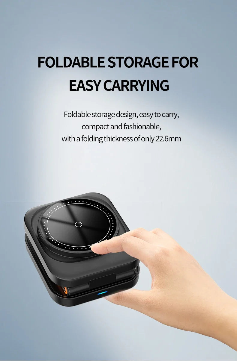 30W 3 em 1 Estação de carregamento dobrável Suporte de carregador sem fio magnético rápido para iPhone 15 14 13 12 Apple Watch 8 7 6 Airpods Pro