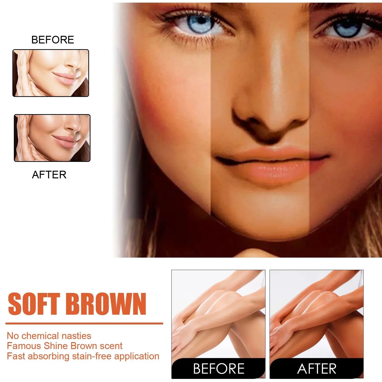 EELHOE-Creme bronzeador para rosto e corpo, bronzeador de longa duração, bronzeador de pele, protetor solar, nutritivo por radiação, loção autobronzeador natural