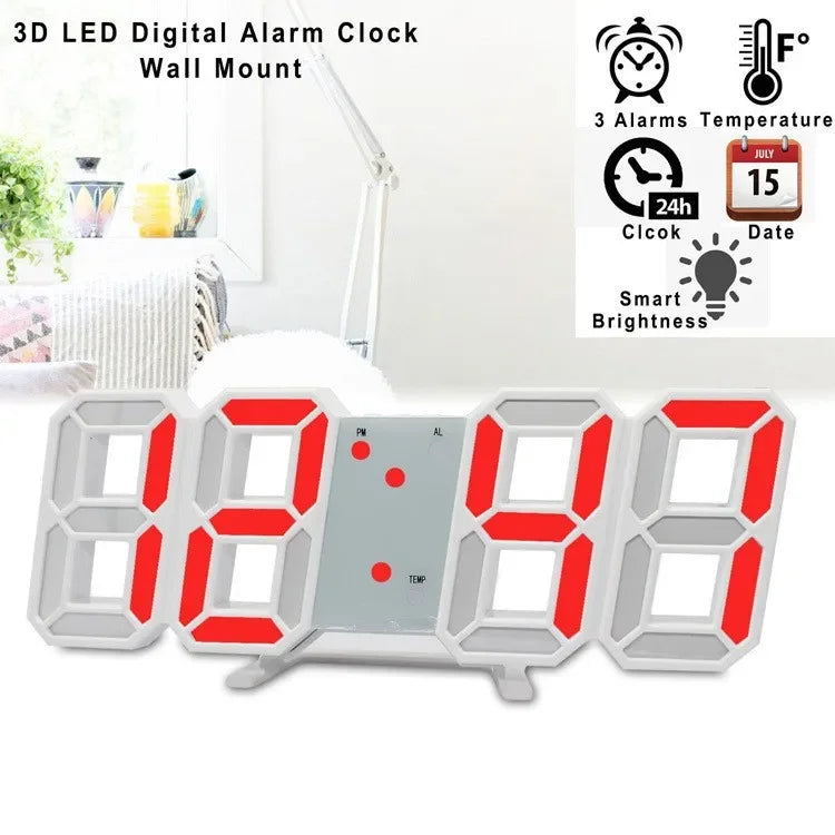 Relógio de parede digital com alarme eletrônico, Relógios de mesa Decoração para casa moderna, Decoração do quarto, Interior LED Relógios de mesa