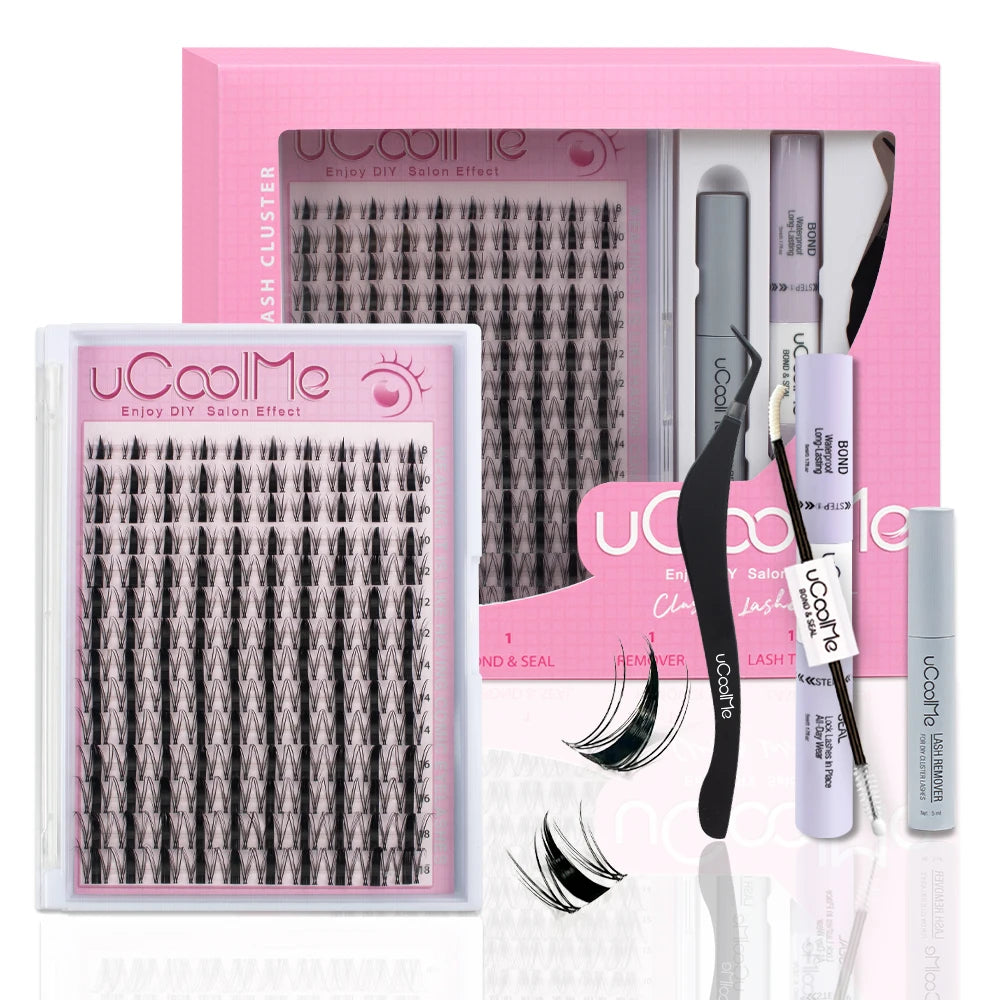 UcoolMe cílios Fairy Lashes Cluster C Curl 140 Pcs Clusters de Cílios Individuais Extensão de Cílios Postiços Natural Look Iniciante Frie