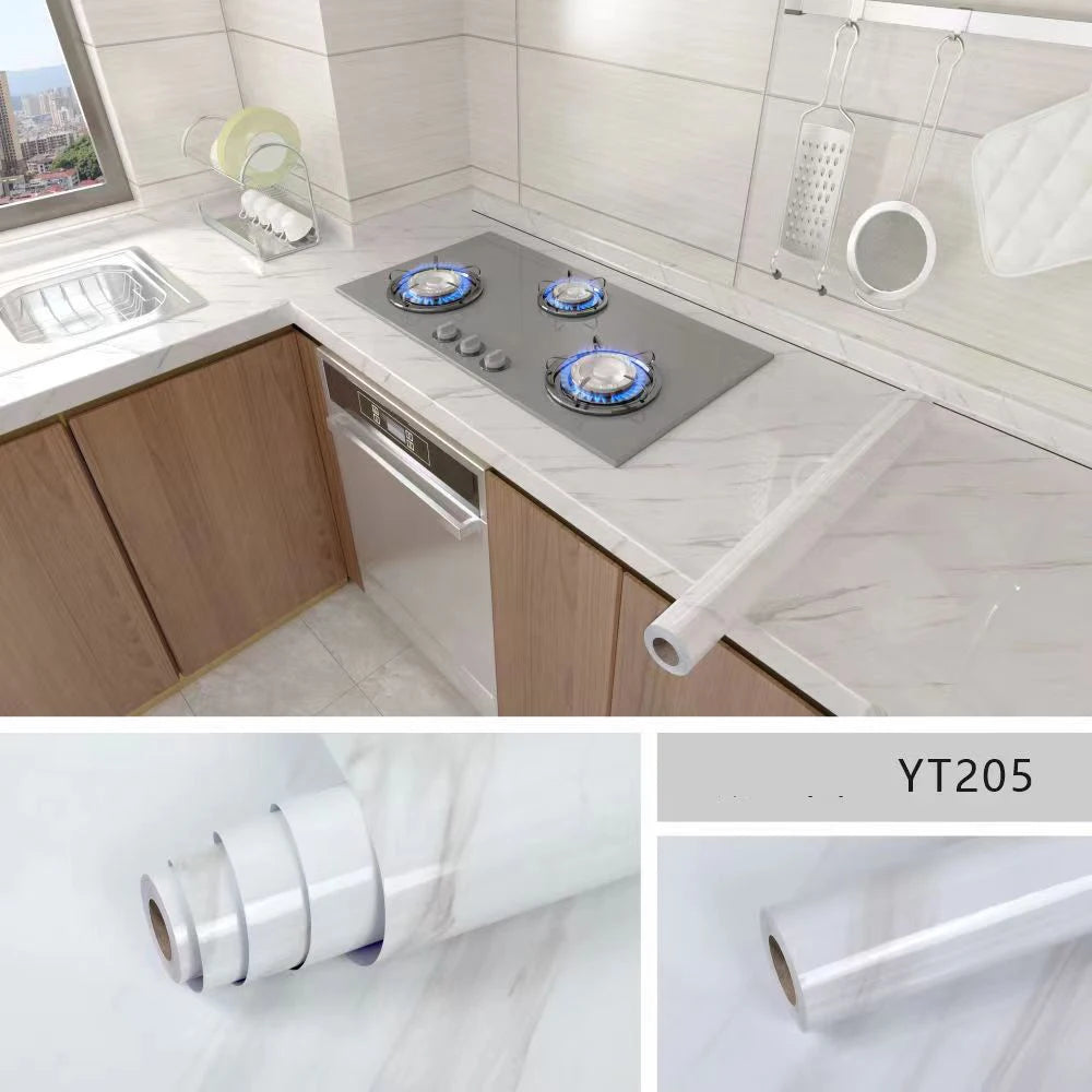 Película à prova de óleo para cozinha, fogão, à prova d'água, umidade, papel de parede, bancada, armário, renovação, azulejo, adesivo de mármore