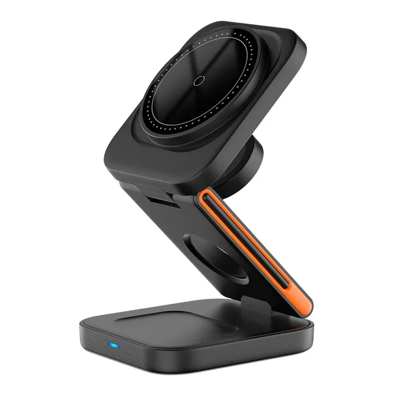 30W 3 em 1 Estação de carregamento dobrável Suporte de carregador sem fio magnético rápido para iPhone 15 14 13 12 Apple Watch 8 7 6 Airpods Pro