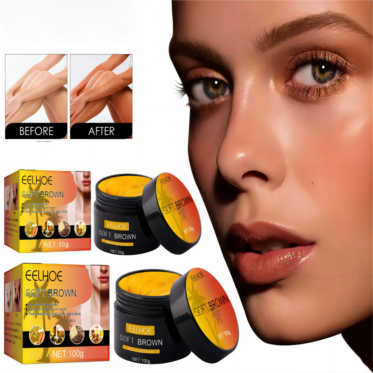 EELHOE-Creme bronzeador para rosto e corpo, bronzeador de longa duração, bronzeador de pele, protetor solar, nutritivo por radiação, loção autobronzeador natural