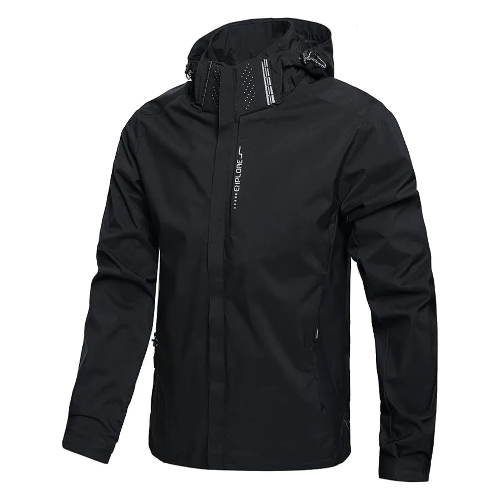Jaqueta de chuva impermeável masculina leve exterior com capuz capa de chuva ao ar livre caminhadas jaqueta à prova de vento escalada jaquetas ao ar livre