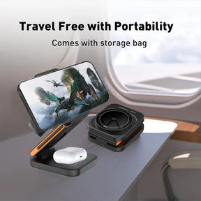 30W 3 em 1 Estação de carregamento dobrável Suporte de carregador sem fio magnético rápido para iPhone 15 14 13 12 Apple Watch 8 7 6 Airpods Pro
